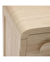 LuxenHome Nightstand with Storage, End Table with Light Wood Finish, Drawer and Open Shelf