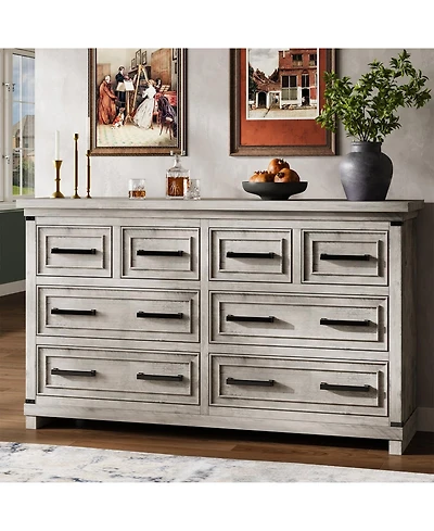 gaomon Farmhouse 8 Drawer Dresser, Rustic Wood Chest of Drawers for Bedroom