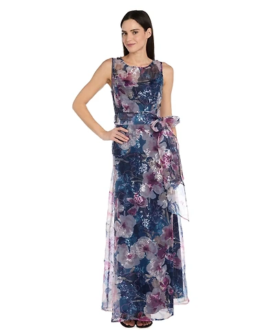 R & M Richards Women's Sequin-Printed Organza Dress
