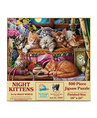 SunsOut Night Kittens 500 piece Jigsaw Puzzle for Adults