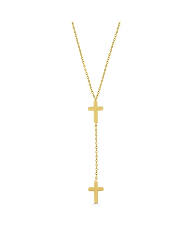 Simona Polished Double Cross Lariat Necklace