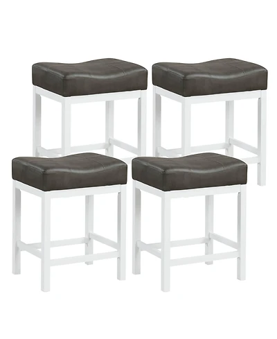 Costway 24.5" Bar Stool Set of 4 with Solid Rubber Wood Frame Humanized Footrest Kitchen