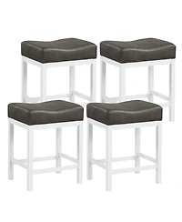 Costway 24.5" Bar Stool Set of 4 with Solid Rubber Wood Frame Humanized Footrest Kitchen