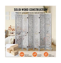 Sugift 6-Panel Carved Wood Folding Room Divider, 66.9 in Tall Indoor Privacy Screen