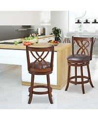 Costway Set of 4 Swivel Bar Stools Counter Height Dining Pub Chairs with Rubber Wood Legs