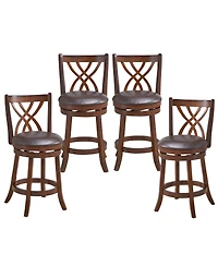 Costway Set of 4 Swivel Bar Stools Counter Height Dining Pub Chairs with Rubber Wood Legs
