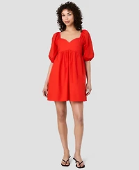 French Connection Women's Puff-Sleeve Sweetheart Neck Mini Dress
