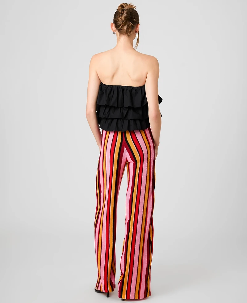 French Connection Women's Motley Knit Striped Flare Pants