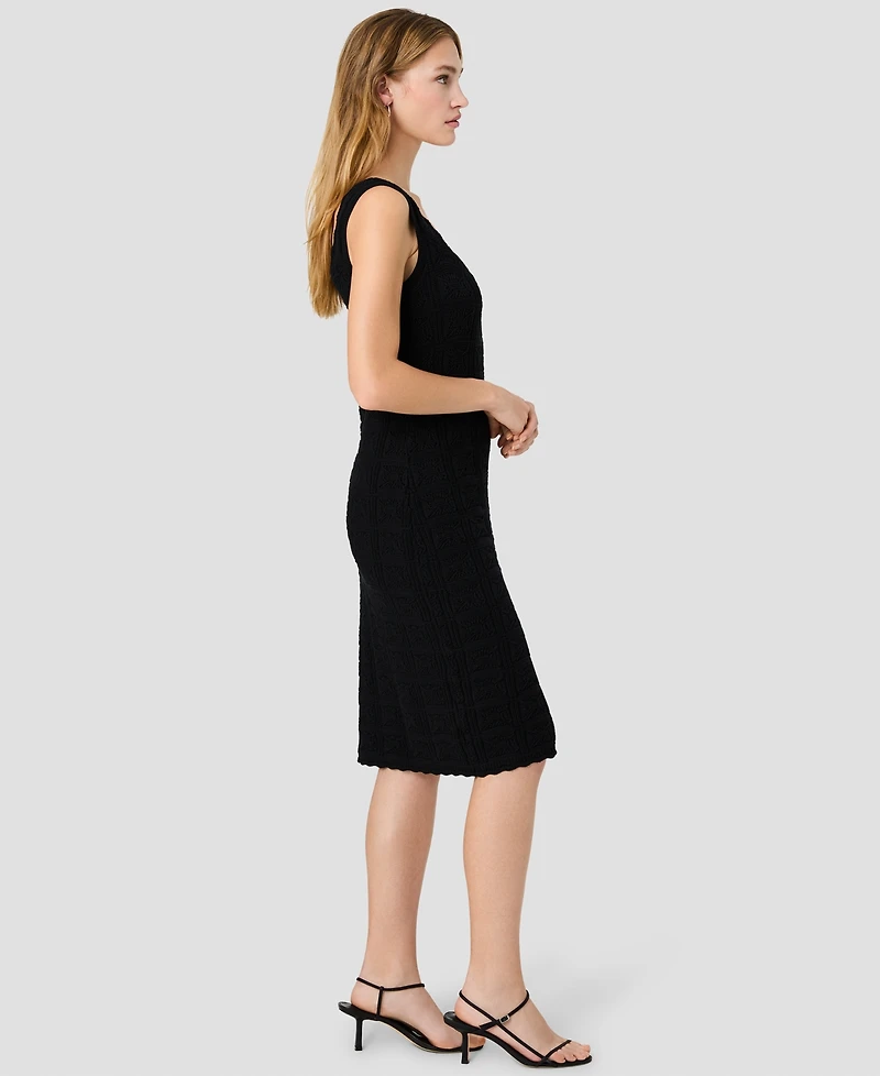 French Connection Women's Nellis Square Crochet Knit Midi Dress