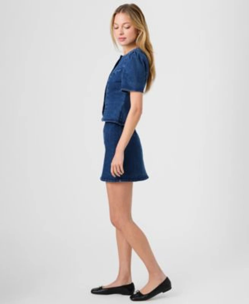 French Connection Womens Delancey Denim Button Front Top Denim Mini Skirt