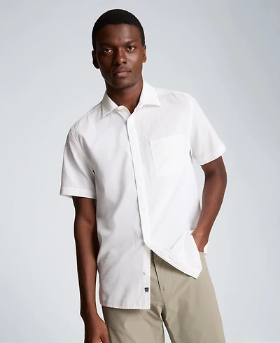 Kenneth Cole Men's Seersucker Point Collar Shirt