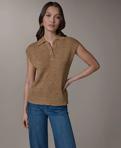 Donna Karan Weekend Women's Sleeveless Polyester Polo Sweater
