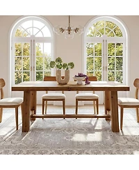 Tribesigns 63-Inch Solid Wood Dining Table, Farmhouse Kitchen Table for 4-6 People, Thick Top and Trestle Base