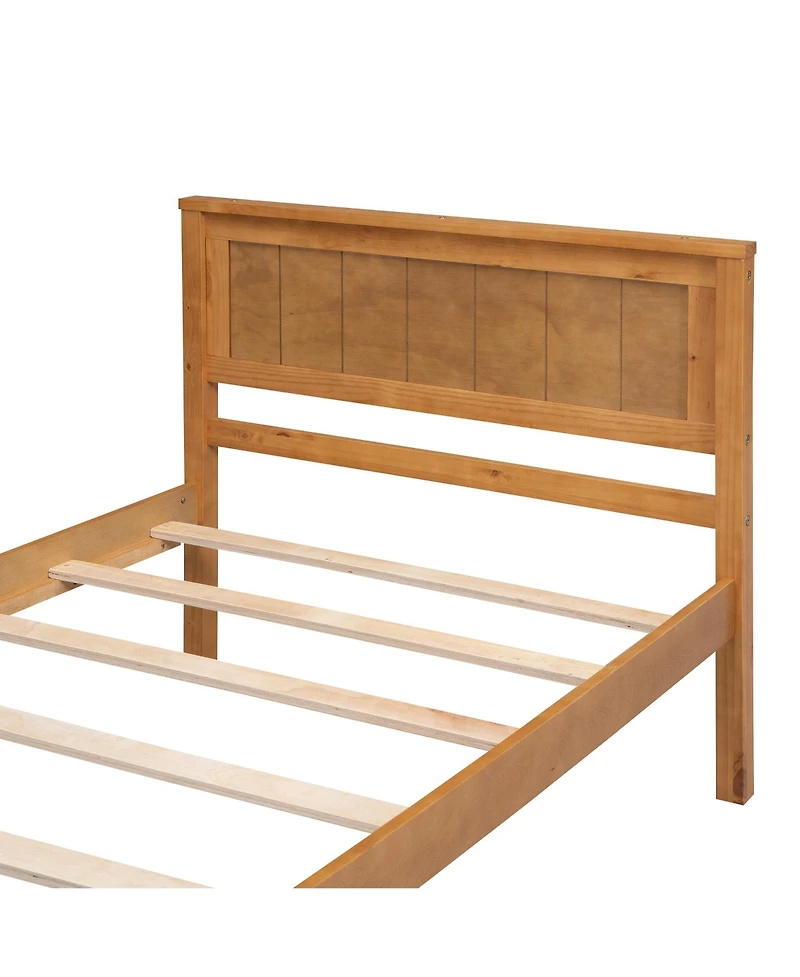 Sailvan Full Wood Platform Bed Frame with Headboard and Slat Support, No Box Spring Needed