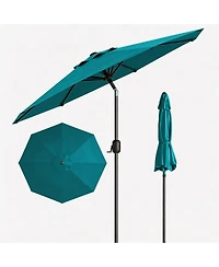 homfan 9ft Outdoor Patio Umbrella, Waterproof and Uv Protected, 8 Durable Ribs, Crank Push Button Tilt, Easy Setup, for Garden, Deck Pool