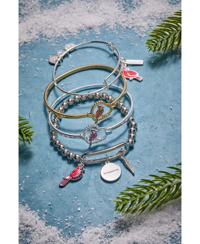 Alex and Ani Strength' Cardinal Duo Charm Bangle Bracelet