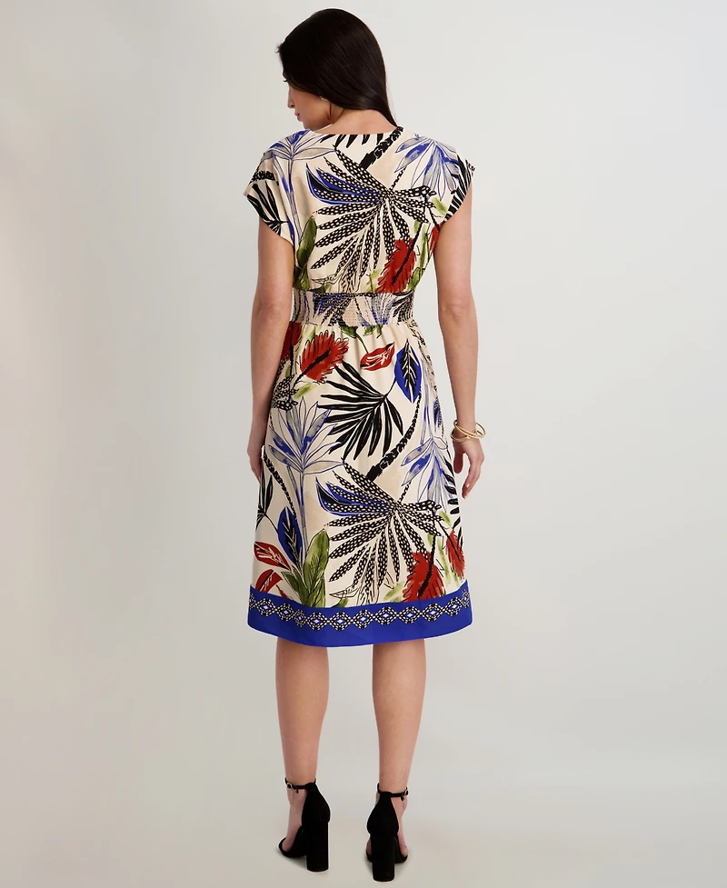 Kensie Women's Printed V-Neck Midi Dress