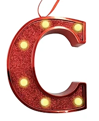 Ganz Light Up Initial Red Glitter Ornament