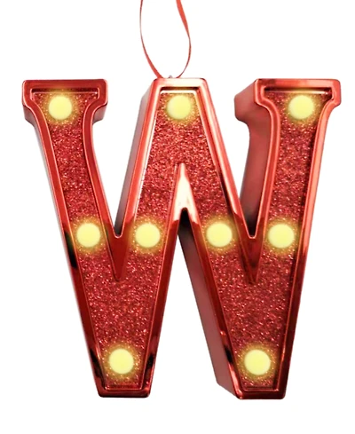 Ganz Light Up Initial Red Glitter Ornament