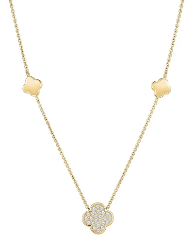 Wrapped Diamond 3-Clover Necklace (1/10 ct. t.w.) in 10k Yellow Gold