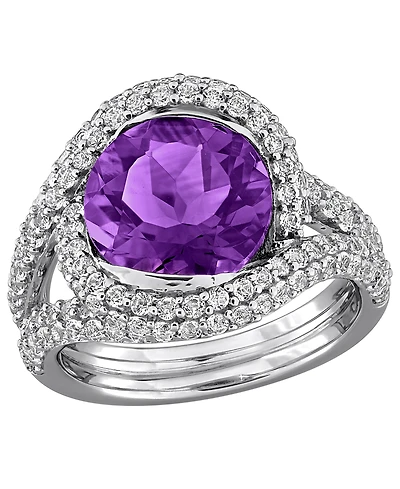 Macy's Blue Topaz (3 ct. t.w.) and White (1-3/8 Ring Sterling Silver (Also Available Citrine & Amethyst)