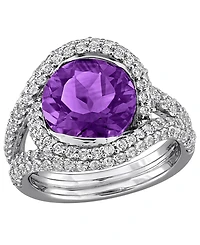 Macy's Blue Topaz (3 ct. t.w.) and White (1-3/8 Ring Sterling Silver (Also Available Citrine & Amethyst)