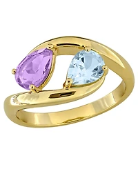 Macy's Amethyst (1/2 ct. t.w.) and Blue Topaz (7/8 Ring 18k Gold Flash Plated Sterling Silver