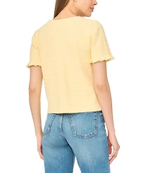 CeCe Women's Crewneck Short-Sleeve Cardigan Sweater