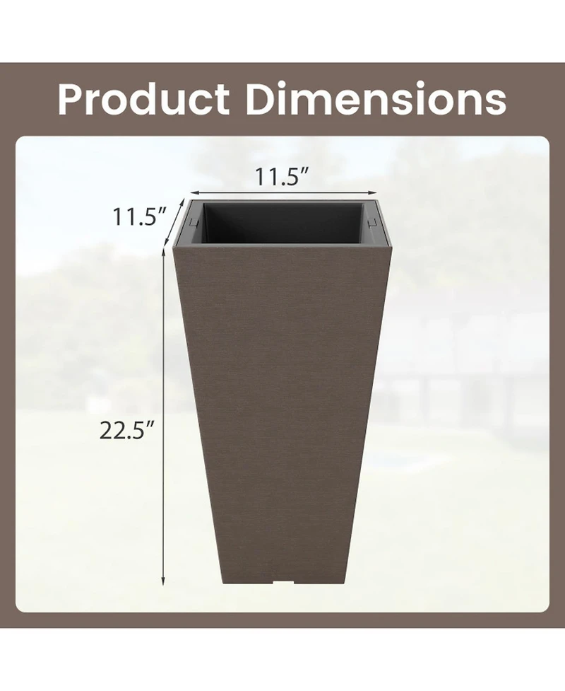 Gouun Self-Watering Square Taper Planters Set of 2 with Removable Inner Bucket