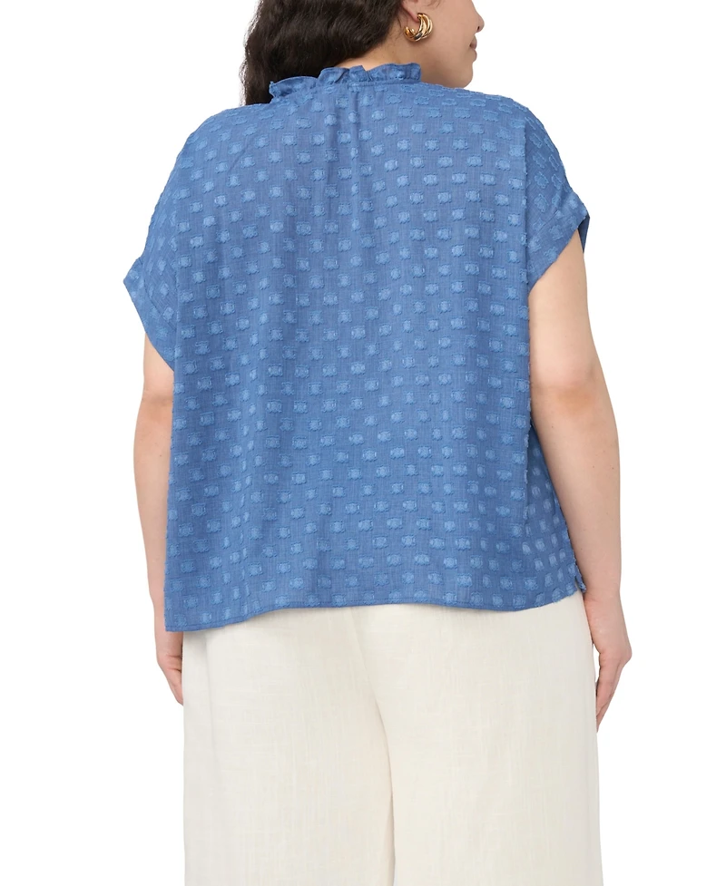 Vince Camuto Plus Size V-Neck Front-Tie Short-Sleeve Blouse