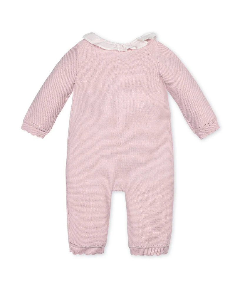 Hope & Henry Baby Organic Ruffle Collar Button Front Sweater Romper