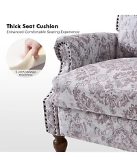 Hulala Home Ariany Floral Manual Recliner with Nailheads