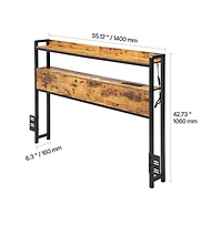 Sugift Full Size Headboard with Led Lights and 2 Storage Shelves, Freestanding Headboard with Charging Station for Various Bed Frames