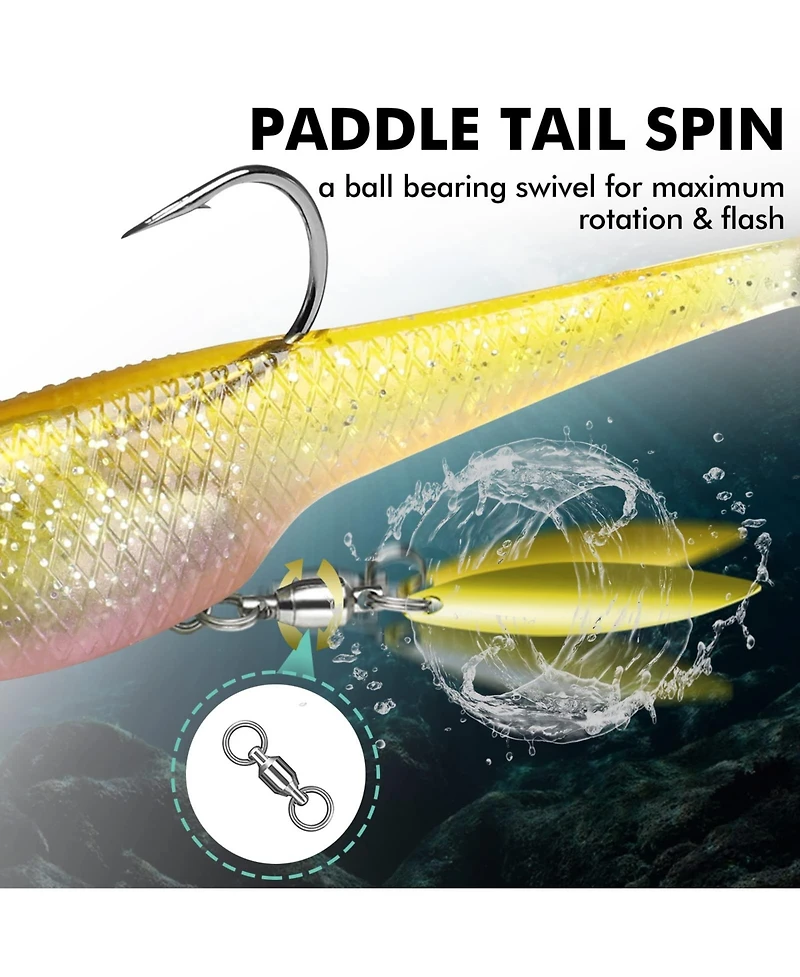 Gnuadz Easy Catch Pre-rigged Soft Swimbaits Vibrating Action Bass Fishing Lures