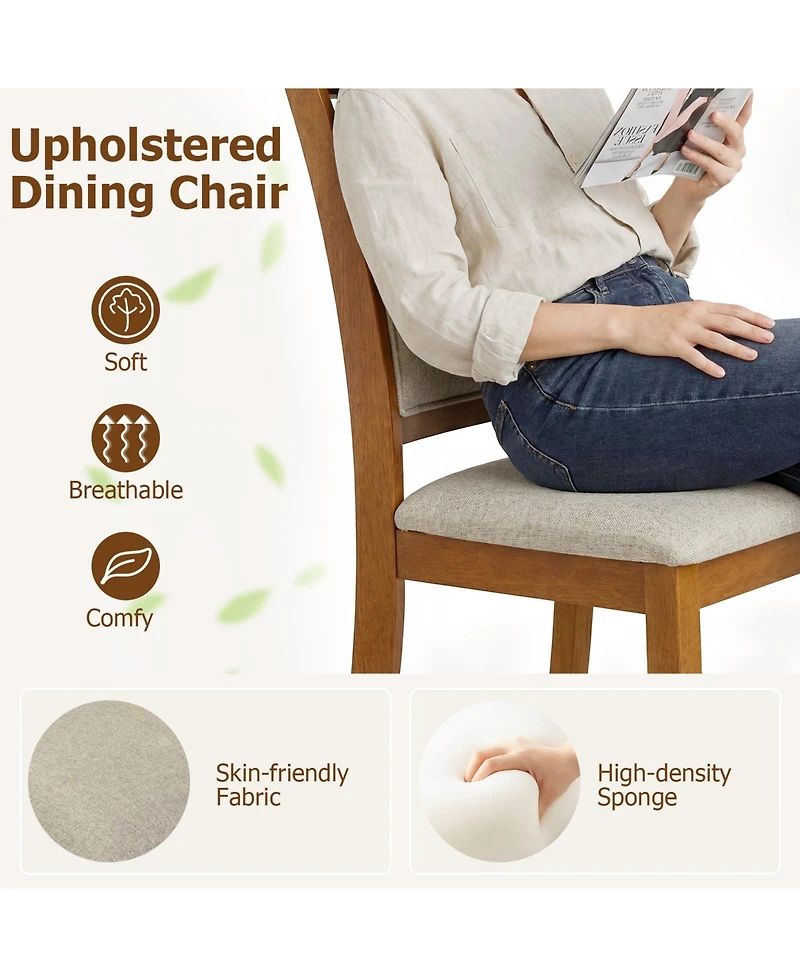 Sugift Dining Chairs Set of 2 Dining Room Chairs with Rubber Wood Frame