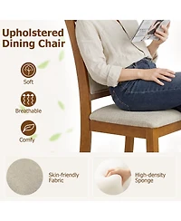 Sugift Dining Chairs Set of 2 Dining Room Chairs with Rubber Wood Frame