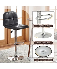 Gymax Swivel Bar Stools Set of 4 with Backrests Footrests and Metal Base for Kitchen
