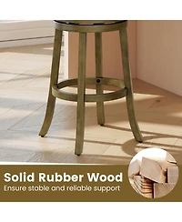 Gymax Swivel Bar Stools Set of 4 30 Inch Bar Height Chairs with Backrests and Wood Frame