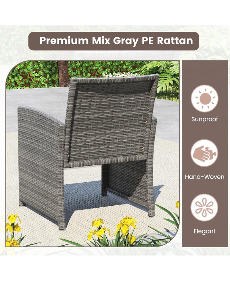Gouun 4-Piece Wicker Rattan Patio Conversation Set with Loveseat and Coffee Table