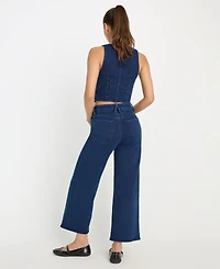 Good American Women's Jeanius Wide-Leg Crop Cotton Palazzo Pants