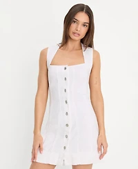 Good American Women's Button Front Square Neck Mini Dress