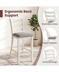 Gymax Bar Stools Set of Upholstered Counter Height Barstools with Padded Seat Footrest