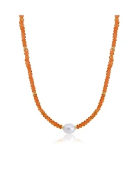 The Lovery Carnelian Bead Pearl Necklace 14K Gold