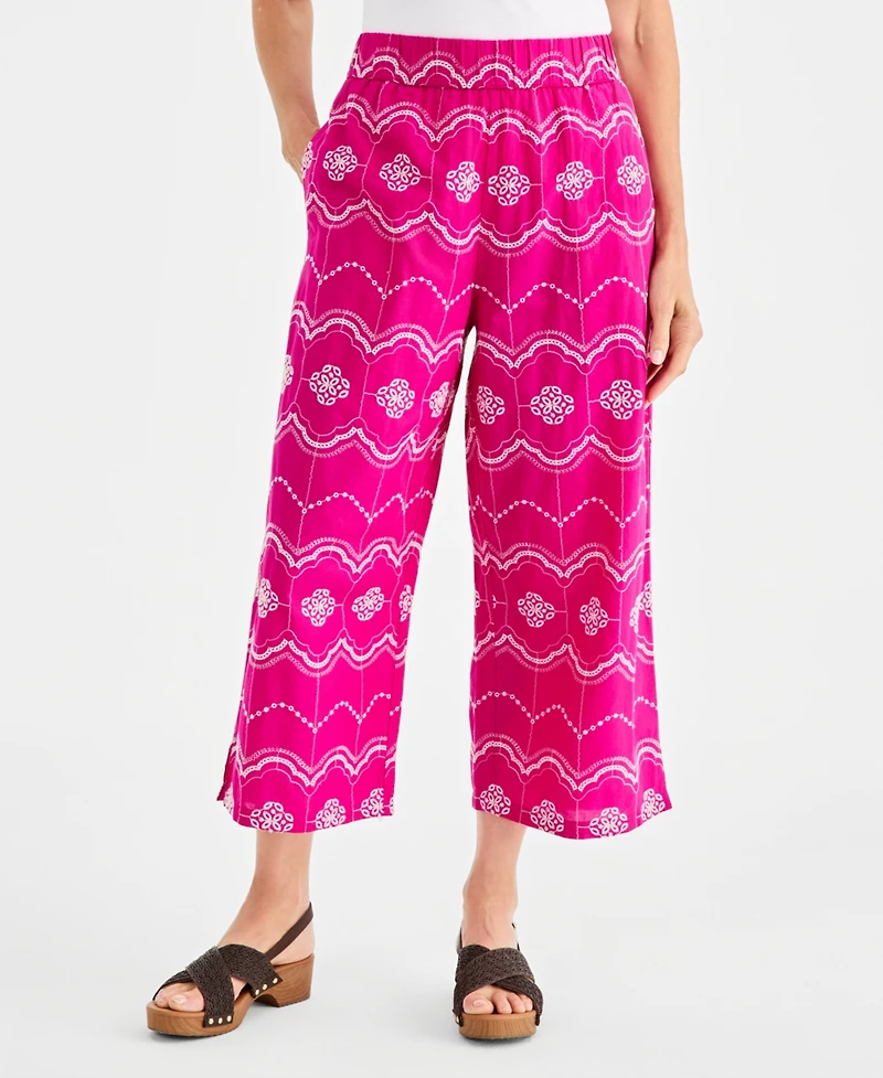 Style & Co Women's Cotton Embroidered-Eyelet Capri Pants, Macy's Exclusive