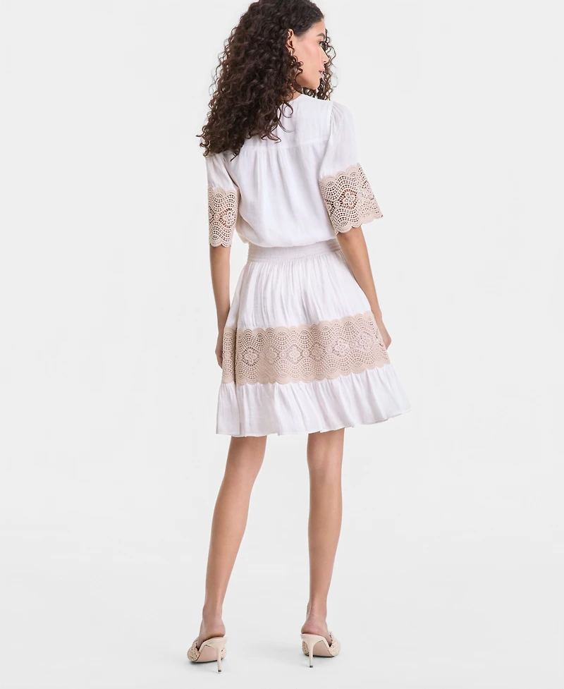 I.n.c. International Concepts Women's Smocked-Waist Lace Trim Dress, Macy's Exclusive