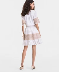 I.n.c. International Concepts Women's Smocked-Waist Lace Trim Dress, Macy's Exclusive