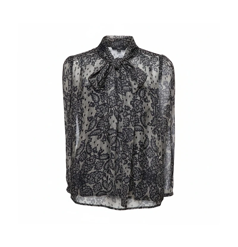 Pre-Owned Dolce and Gabbana Women's Paisley Print Silk Bow Tie Blouse