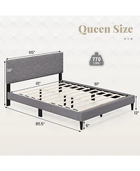Slickblue Linen Fabric Upholstered Platform Bed Frame