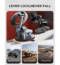 Lisen MagSafe Car Mount, Magnetic Phone Holder for Car, Strong Suction Cup Dashboard Mount with 360degree(s) Rotation, Compatible with iPhone Models