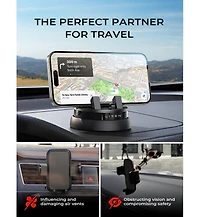 Lisen 360degree(s) Dashboard Phone Holder for Car, Rotating Cell Phone Mount with One-Hand Operation, Stable Non-Slip Base for iPhone, Samsung
